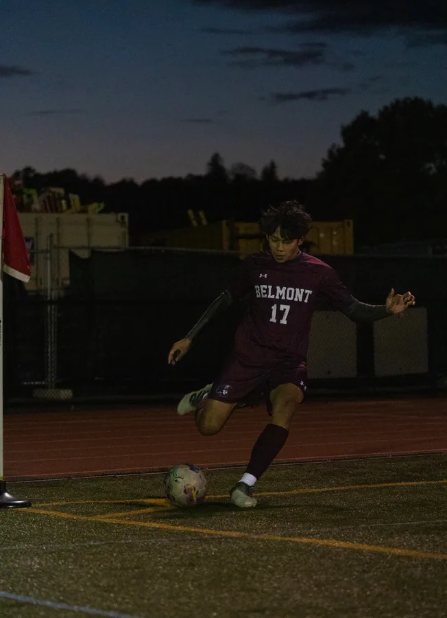 Arvino Mahadi playing soccer for Belmont High School.