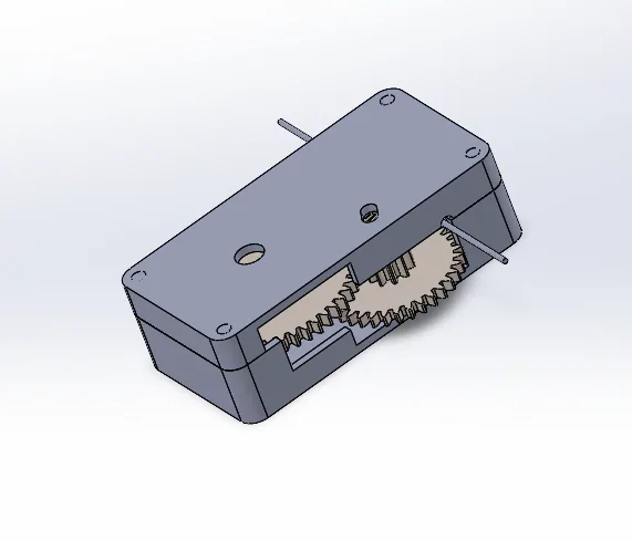 CAD model of the wind-up mechanism enclosure.